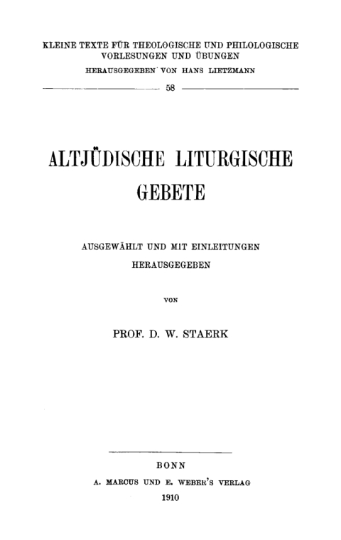Cover image for book Altjüdische liturgische Gebete