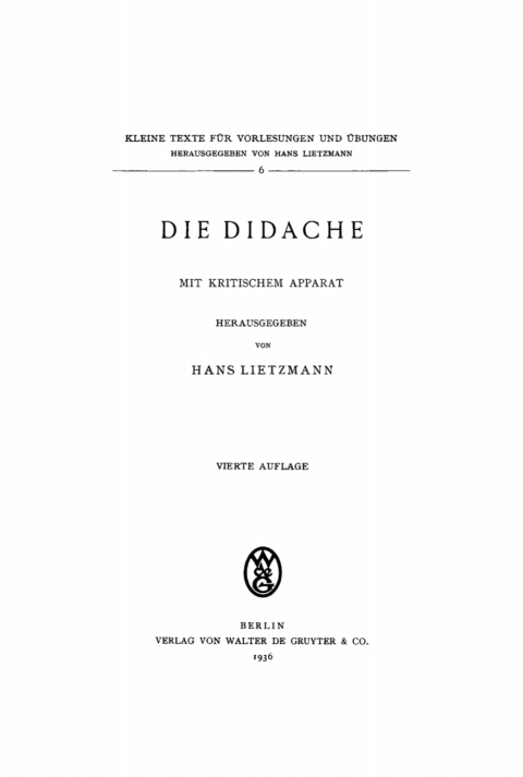 Cover image for book Die Didache