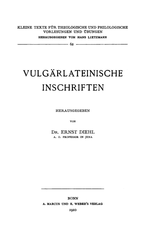 Cover image for book Vulgärlateinische Inschriften