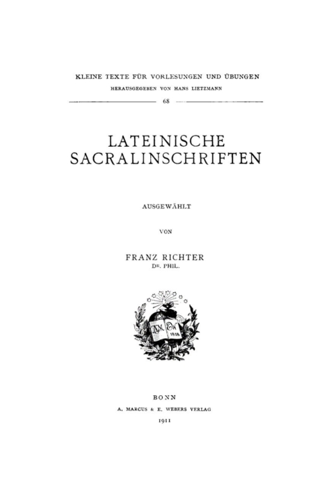 Cover image for book Lateinische Sacralinschriften