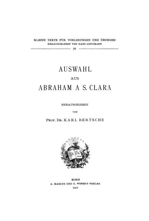 Cover image for book Auswahl aus Abraham a S. Clara
