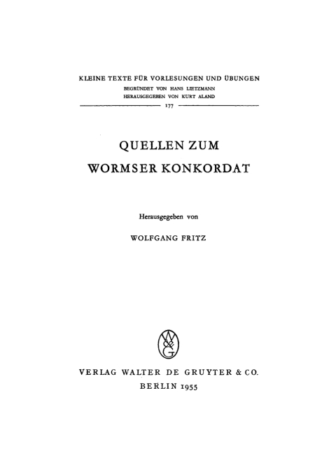 Cover image for book Quellen zum Wormser Konkordat