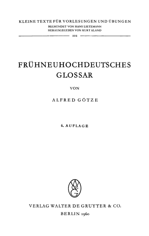 Cover image for book Frühneuhochdeutsches Glossar