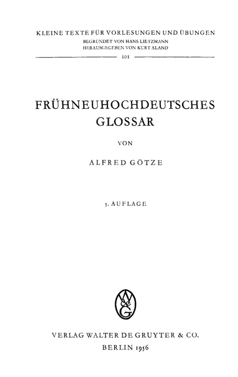 Cover image for book Frühneuhochdeutsches Glossar