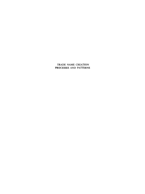 Cover image for book Trade name creation