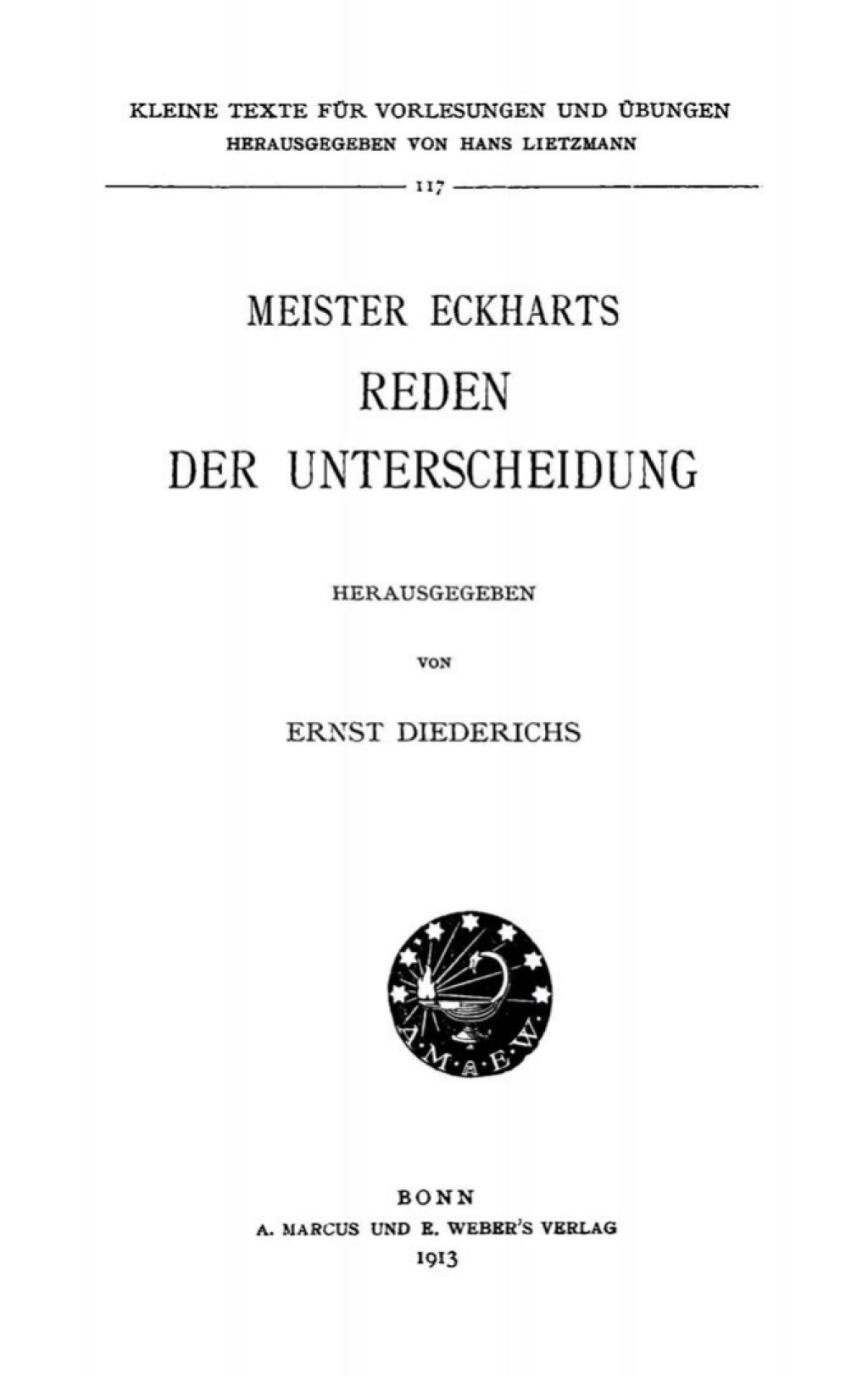 Page Fidelity Meister Eckharts Reden der Unterscheidung; $179.81