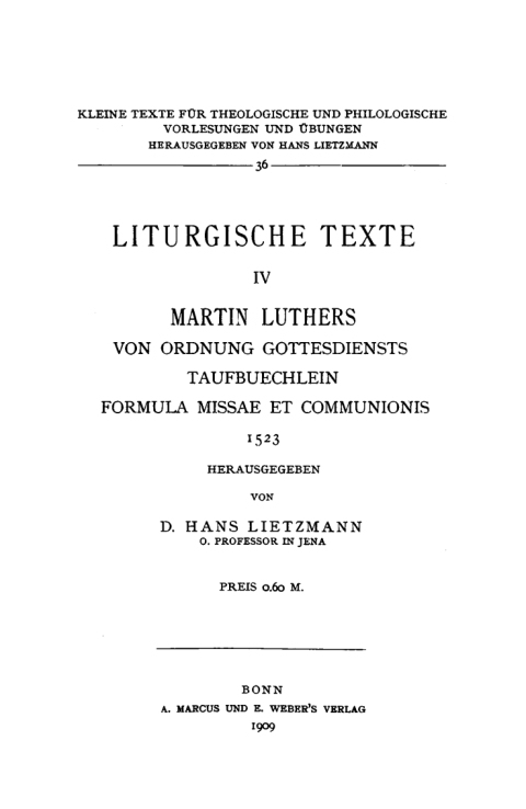 Cover image for book Martin Luthers Von Ordnung Gottesdiensts