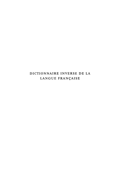 Cover image for book Dictionnaire inverse de la langue française