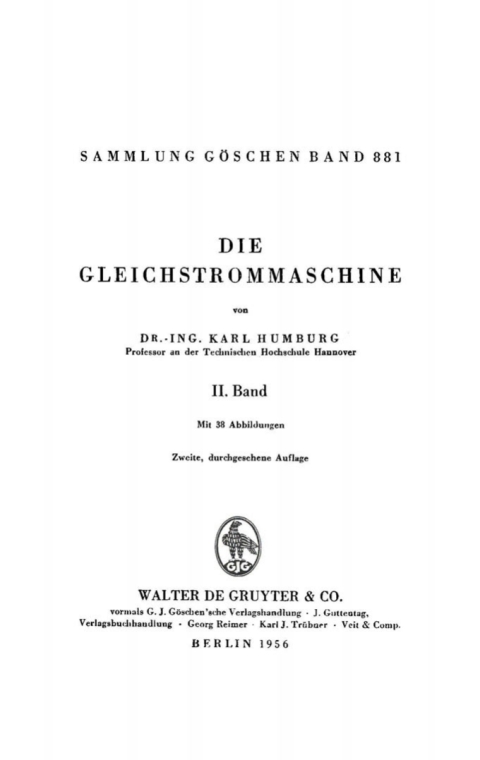Cover image for book Karl Humburg: Gleichstrommaschine. Band 2