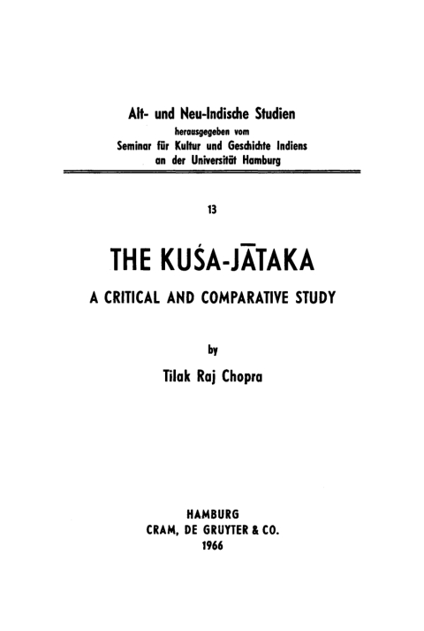 Cover image for book The Kusa-Jataka. A critical and comparative study