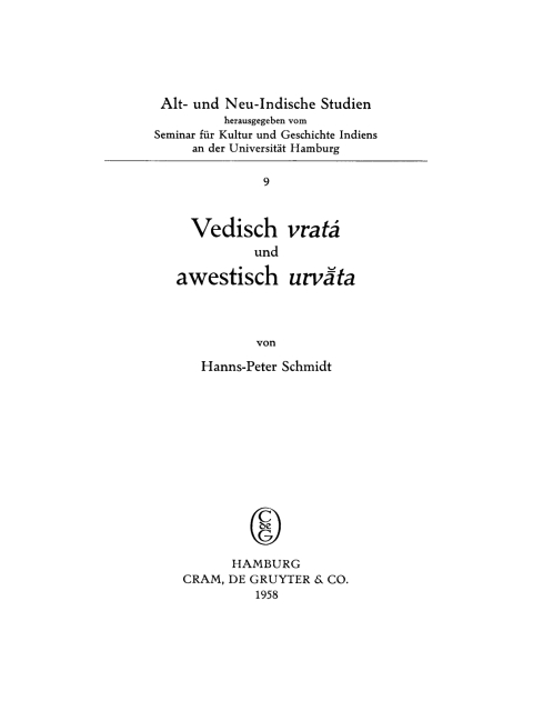 Cover image for book Vedisch vratá und awestisch urvāta