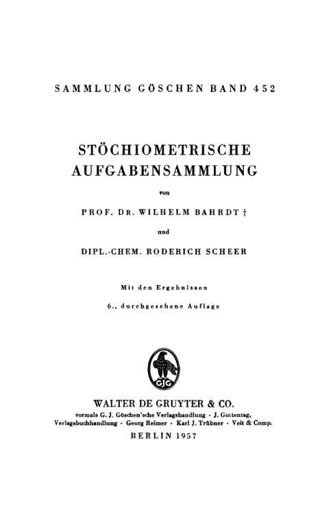 Cover image for book Stöchiometrische Aufgabensammlung