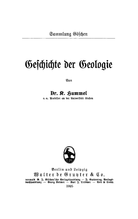 Cover image for book Geschichte der Geologie