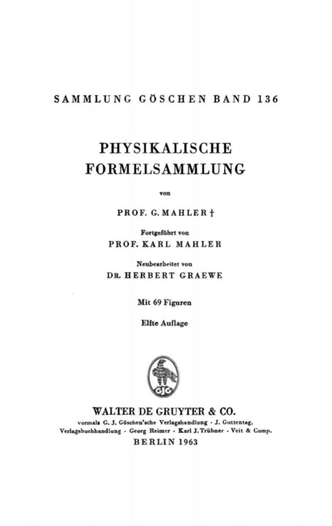 Cover image for book Physikalische Formelsammlung