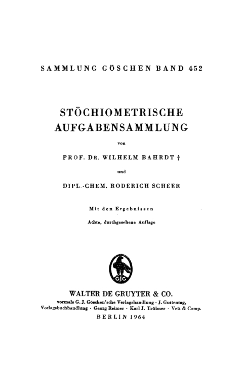 Cover image for book Stöchiometrische Aufgabensammlung