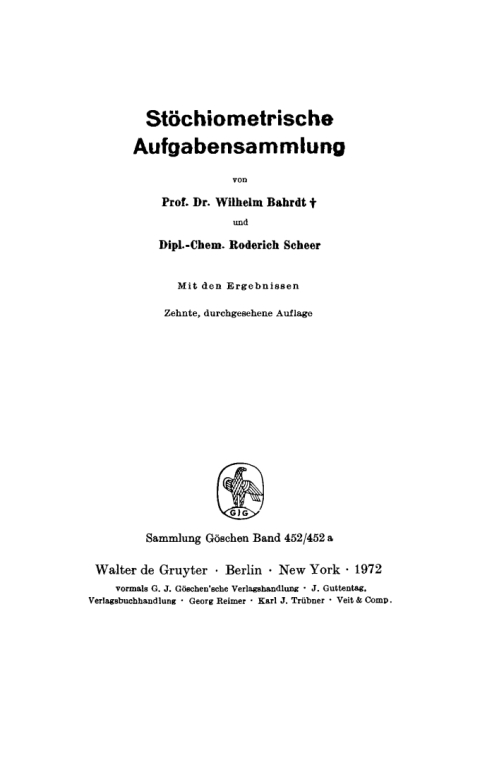 Cover image for book Stöchiometrische Aufgabensammlung