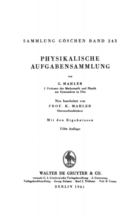 Cover image for book Physikalische Aufgabensammlung
