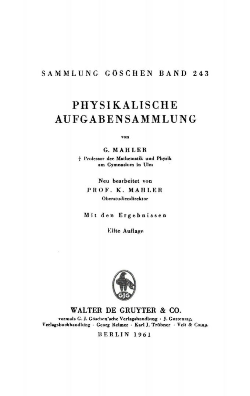 Page Fidelity Physikalische Aufgabensammlung; $179.81