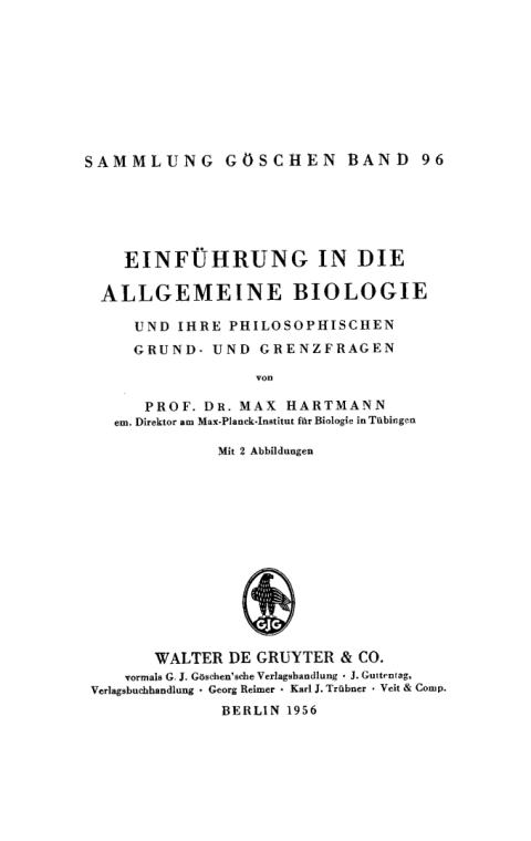 Cover image for book Einführung in die allgemeine Biologie und ihre philosophischen Grund- und Grenzfragen