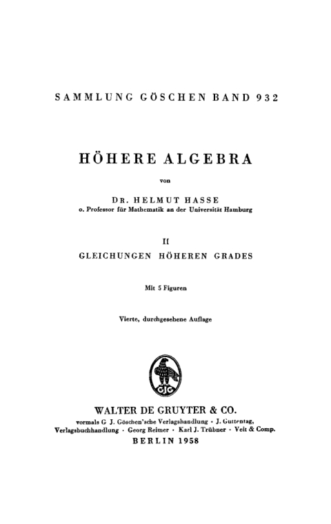 Cover image for book Gleichungen höheren Grades