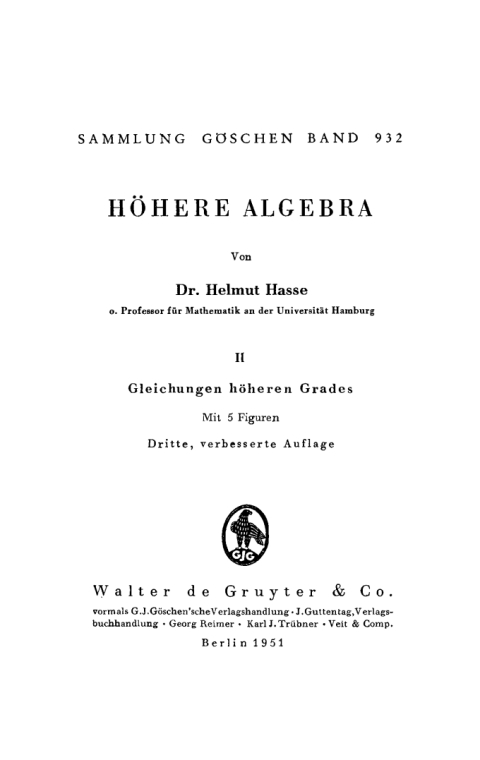 Cover image for book Gleichungen höheren Grades