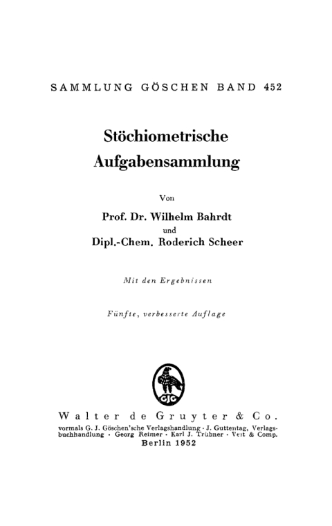 Cover image for book Stöchiometrische Aufgabensammlung