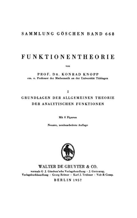 Cover image for book Grundlagen der allgemeinen Theorie der analytischen Funktionen