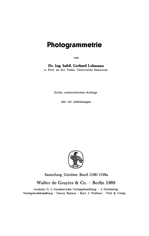 Cover image for book Photogrammetrie