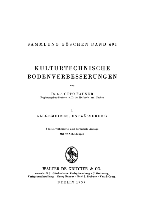 Cover image for book Allgemeines, Entwässerung