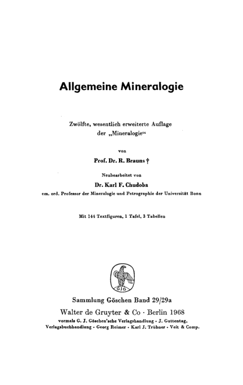 Cover image for book Allgemeine Mineralogie