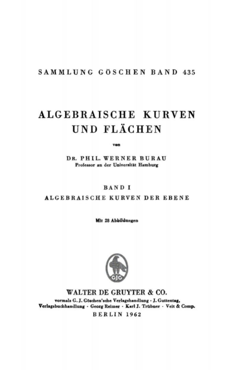 Cover image for book Algebraische Kurven der Ebene