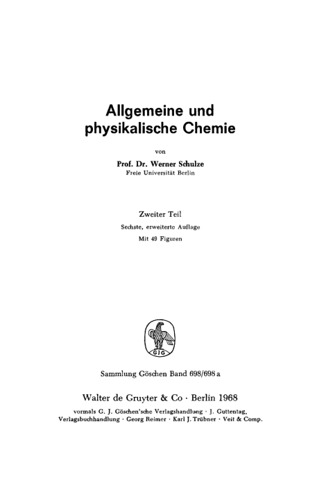 Cover image for book Allgemeine und physikalische Chemie. Teil 2