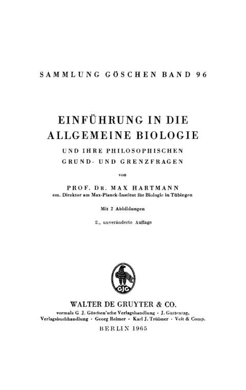 Cover image for book Einführung in die allgemeine Biologie und ihre philosophischen Grund- und Grenzfragen