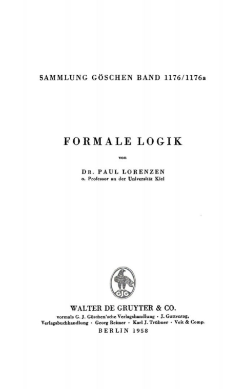 Cover image for book Formale Logik