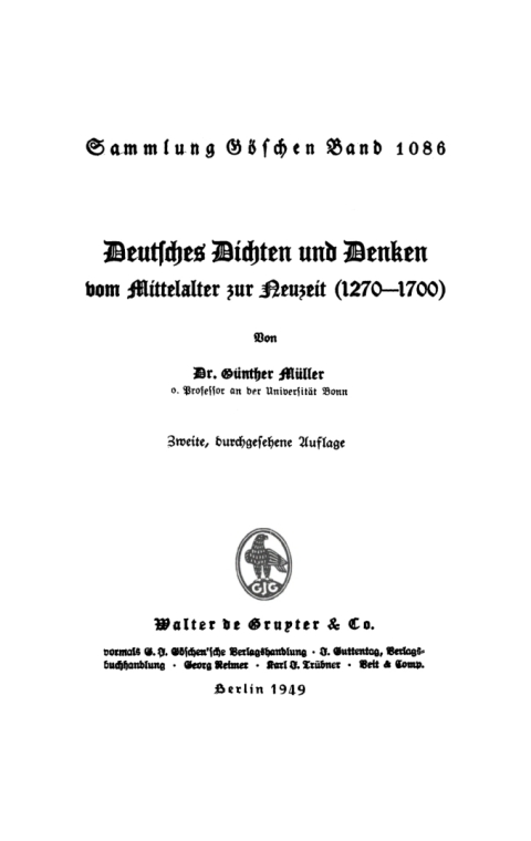 Cover image for book Deutsches Dichten und Denken vom Mittelalter zur Neuzeit (1270–1700)