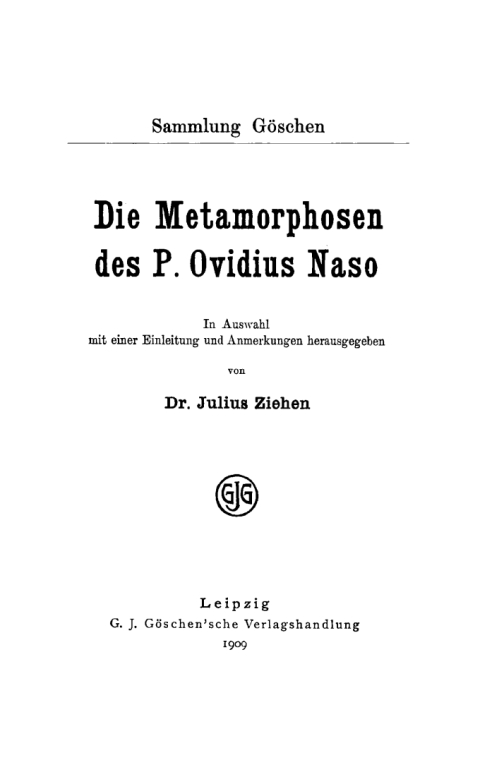 Cover image for book Die Metamorphosen des P. Ovidius Naso