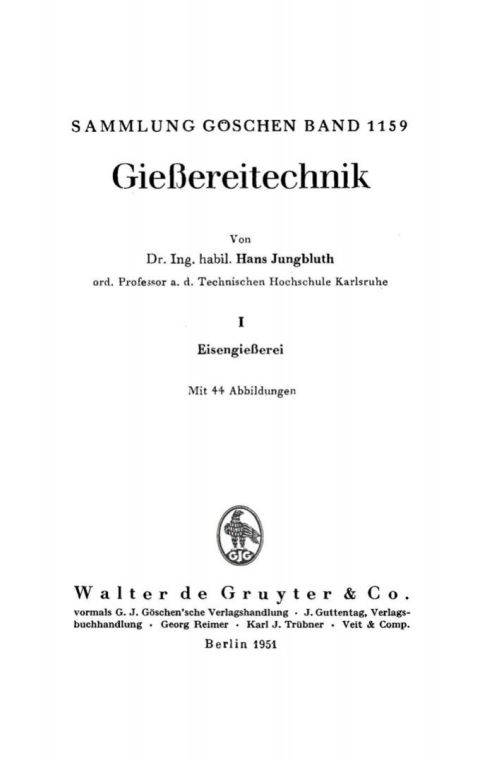 Cover image for book Gießereitechnik, 1: Eisengießerei