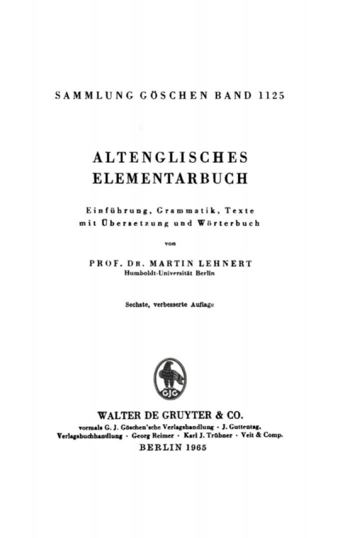 Cover image for book Altenglisches Elementarbuch