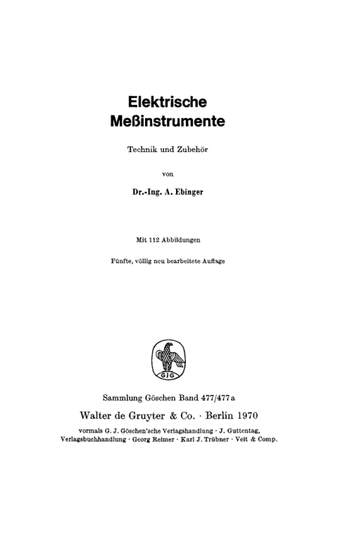 Cover image for book Elektrische Meßinstrumente