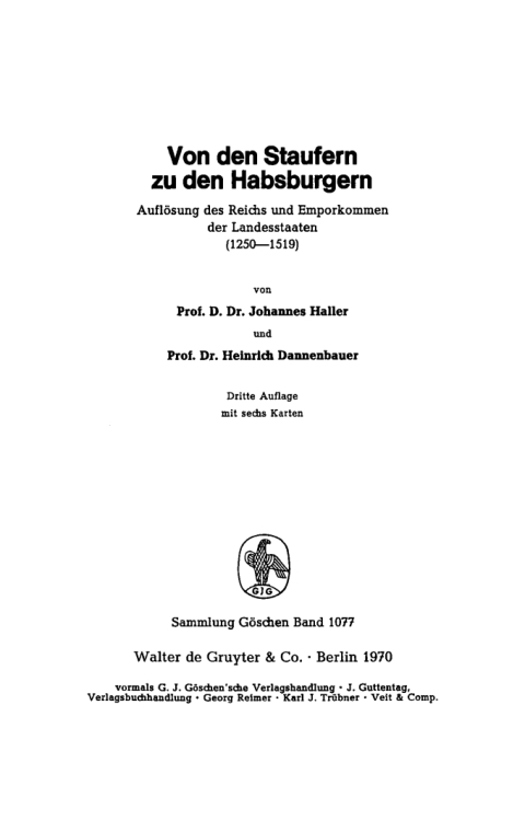 Cover image for book Von den Staufern zu den Habsburgern