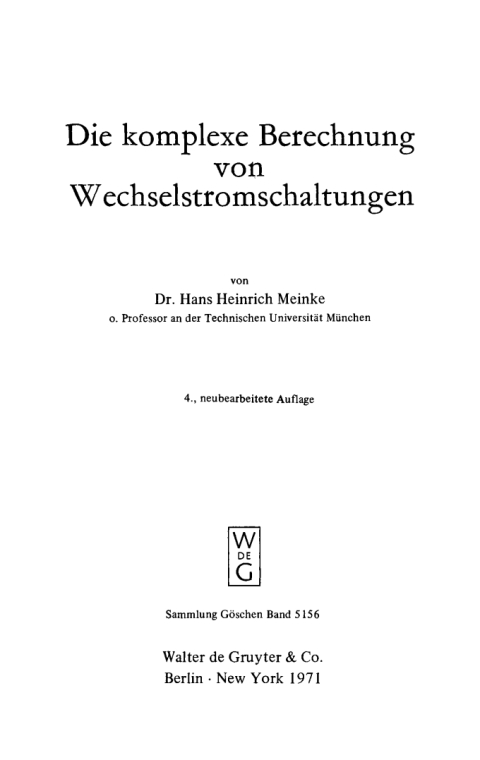 Cover image for book Die komplexe Berechnung von Wechselstromschaltungen