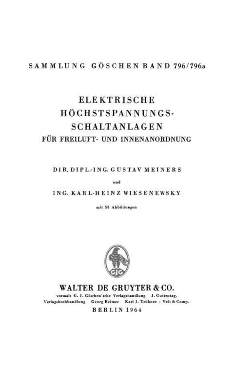 Cover image for book Elektrische Höchstspannungs-Schaltanlagen für Freiluft- und Innenanordnung