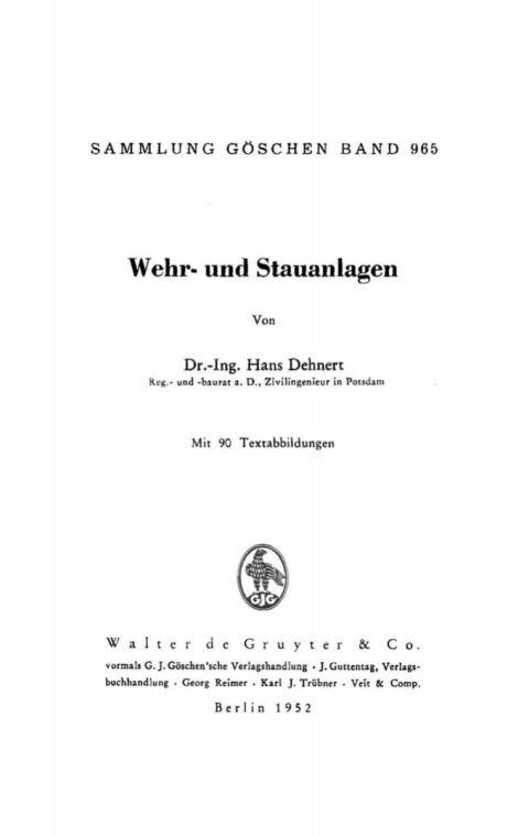Cover image for book Wehr- und Stauanlagen