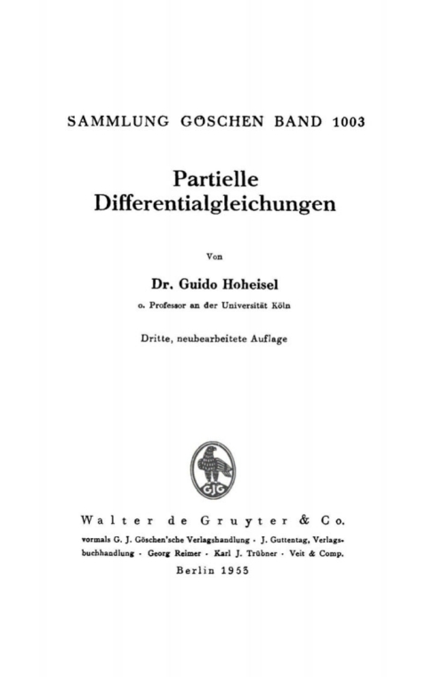Cover image for book Partielle Differentialgleichungen