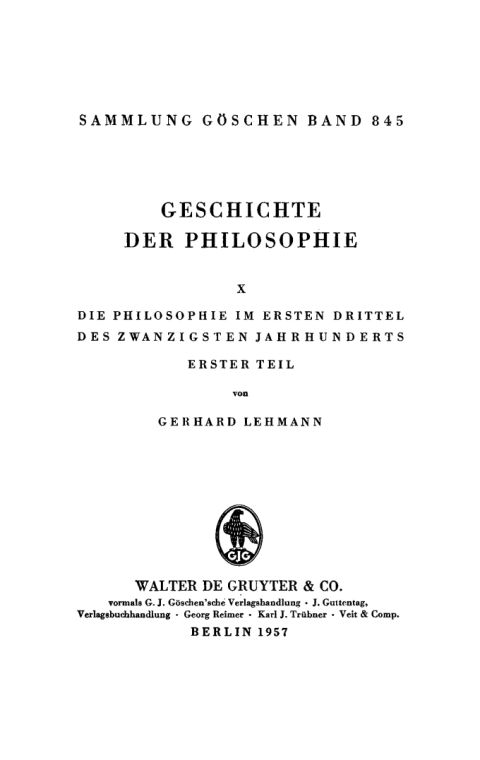 Cover image for book Die Philosophie im ersten Drittel des zwanzigsten Jahrhunderts, Teil 1