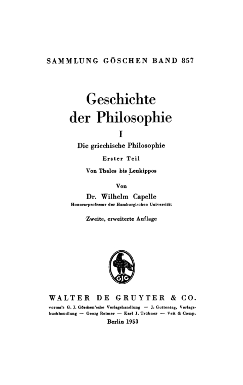 Cover image for book Geschichte der Philosophie, Teil 1: Von Thales bis Leukippos