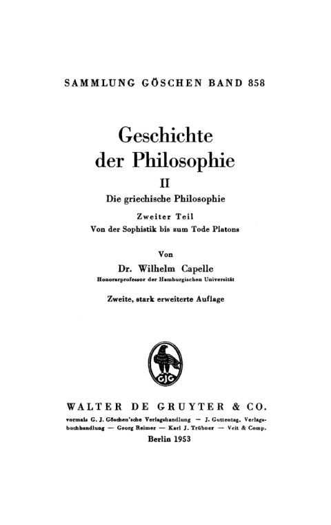 Cover image for book Die griechische Philosophie, Teil 2: Von der Sophistik bis zum Tode Platons
