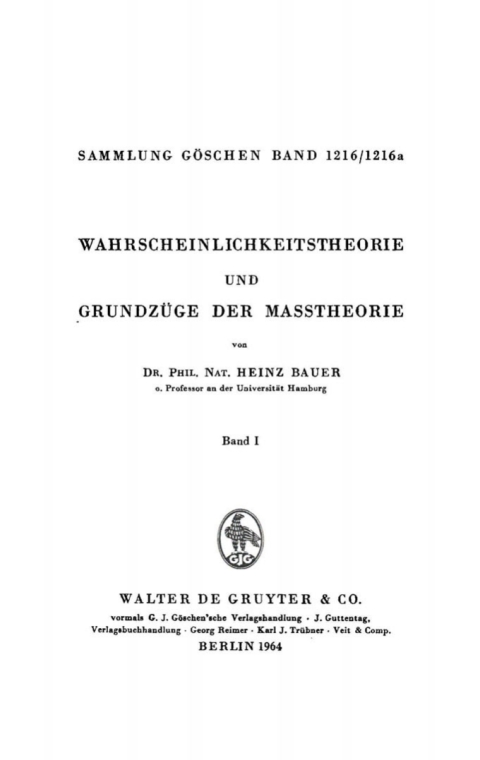 Cover image for book Wahrscheinlichkeitstheorie und Grundzüge der Maßtheorie, Band 1