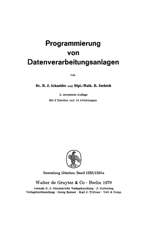 Cover image for book Programmierung von Datenverarbeitungsanlagen