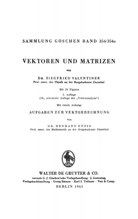 Cover image for book Vektoren und Matrizen